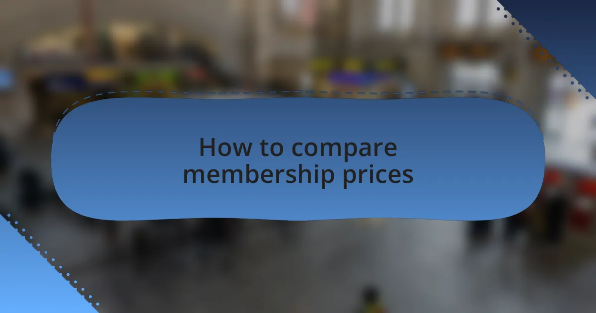 How to compare membership prices