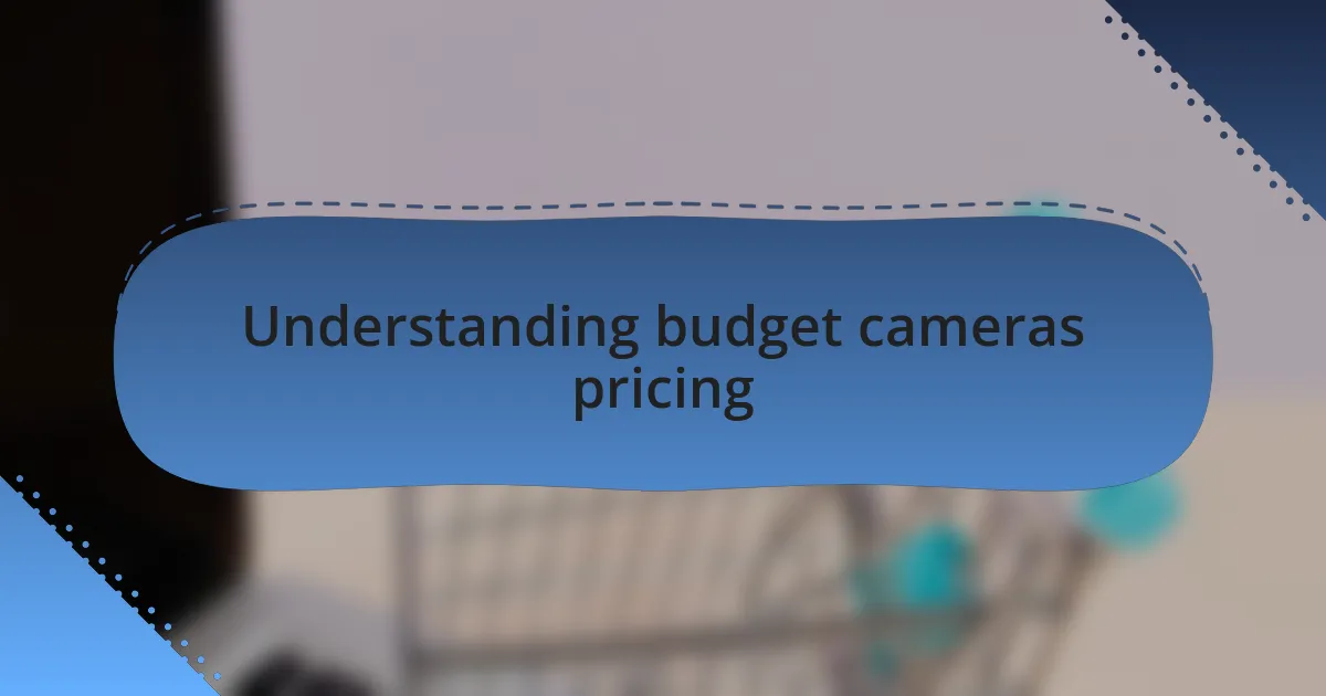 Understanding budget cameras pricing